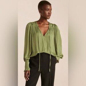 Rebecca Taylor Machta tie front sateen blouse